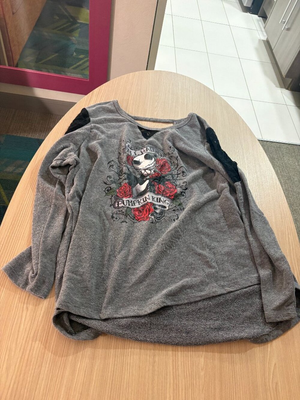 Disney The Nightmare Before Christmas Sweatshirt Size 3X Gray Lace Inlay Jack